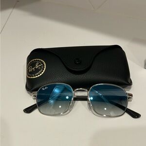 Ray-Ban Silver Frame with Blue Lenses Glasses